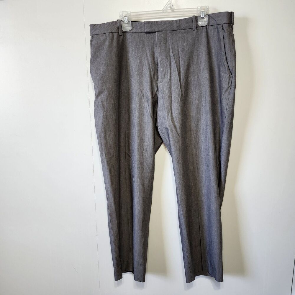 Van Heusen Flex Dress Pants Gray Sharkskin Stretch Flat Front Mens 40x30